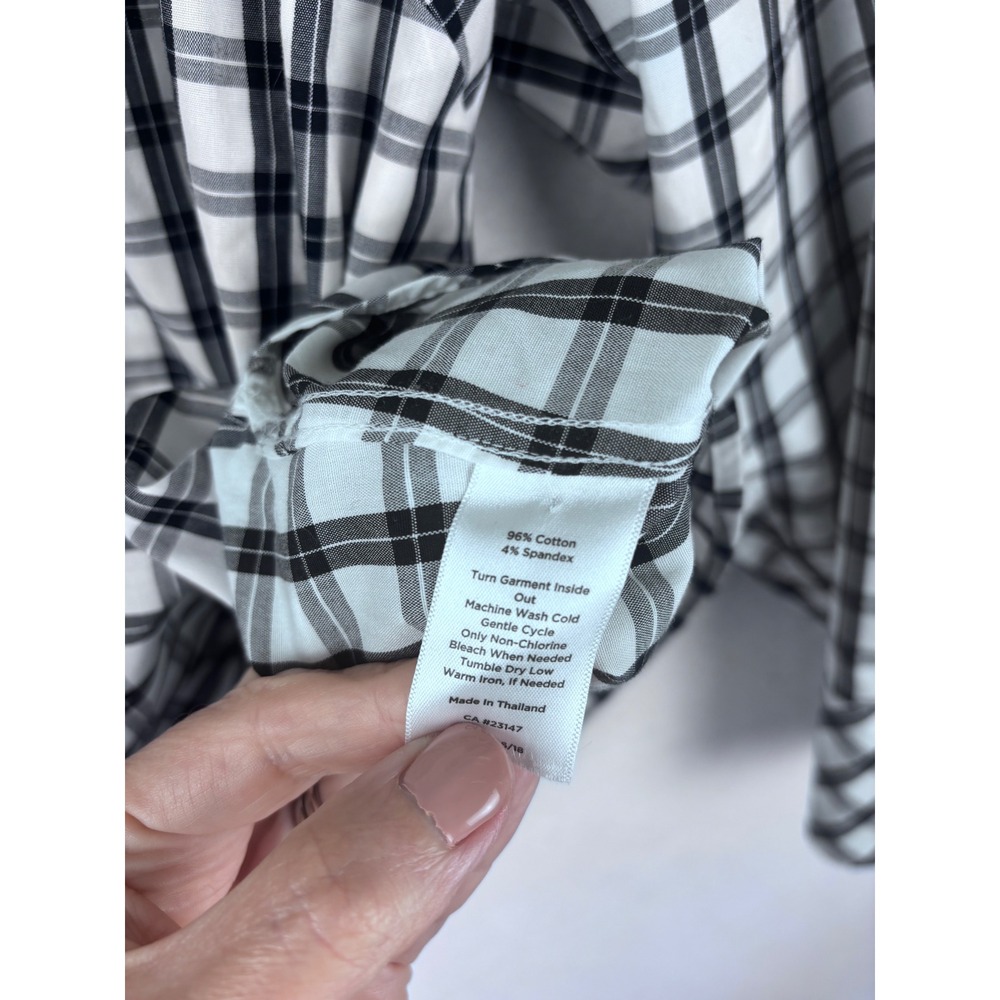 Talbots Woman Petites Non-Iron Plaid Popover Tunic 20WP Black White Casual - Picture 7 of 8
